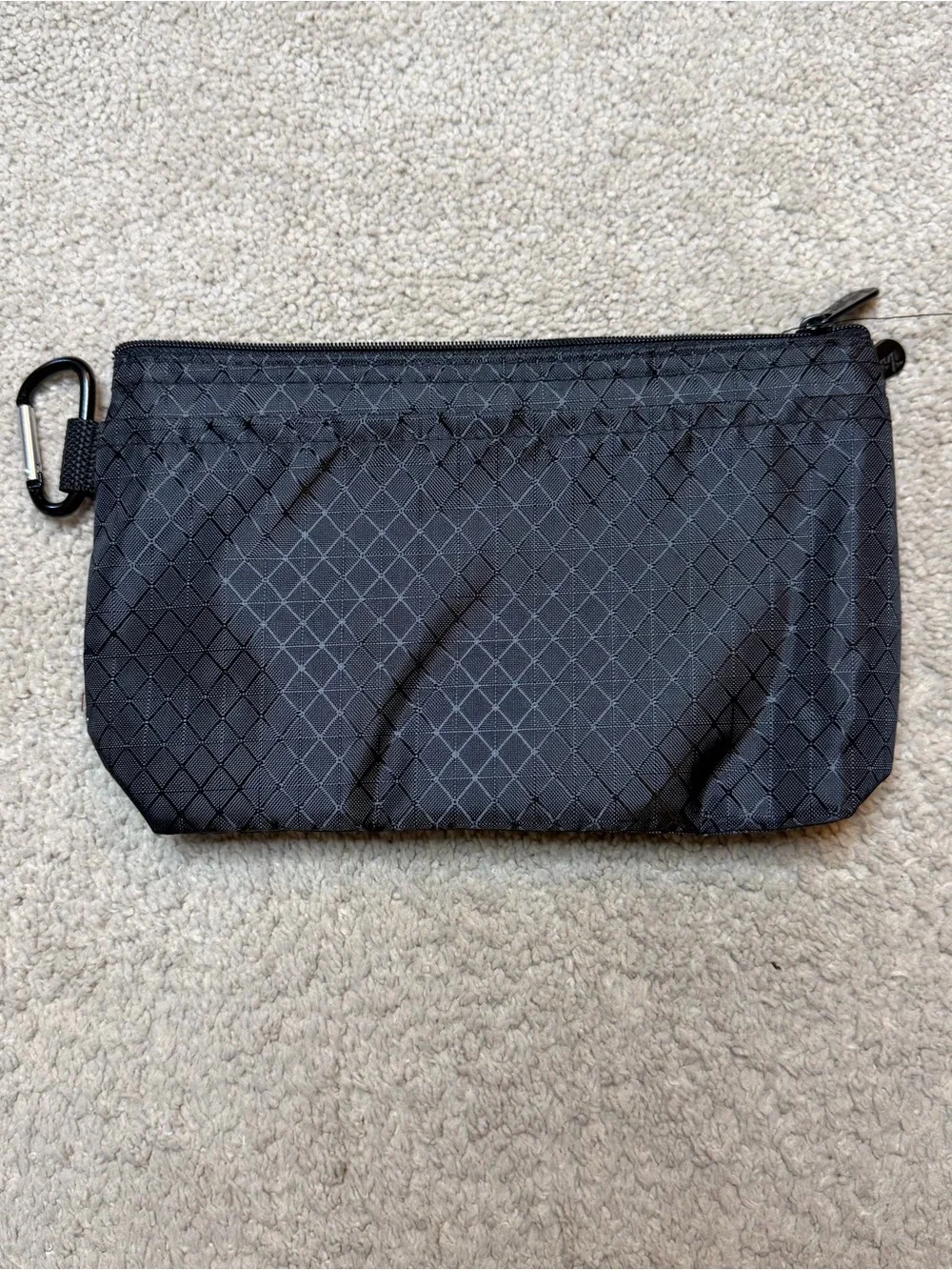 Thirty One Black Clear Clip Pouch with Zip and Carabiner